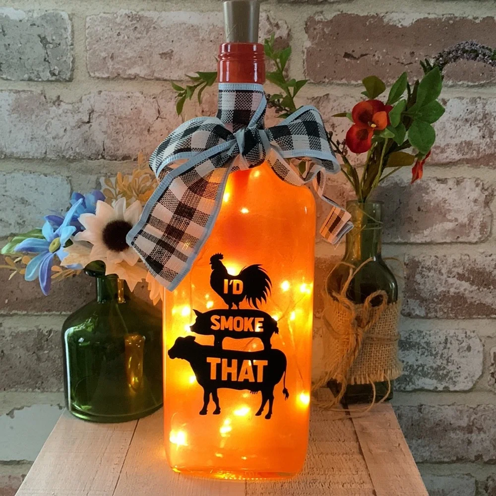 Hand Crafted BBQ Themed ‘I’d Smoke That’ Spirit Bottle Lantern